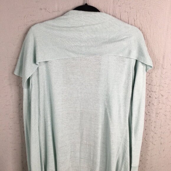 Theory Sweater Womens Large Blue Cardigan Open Front Waterfall Linen Lagenlook - Picture 13 of 15